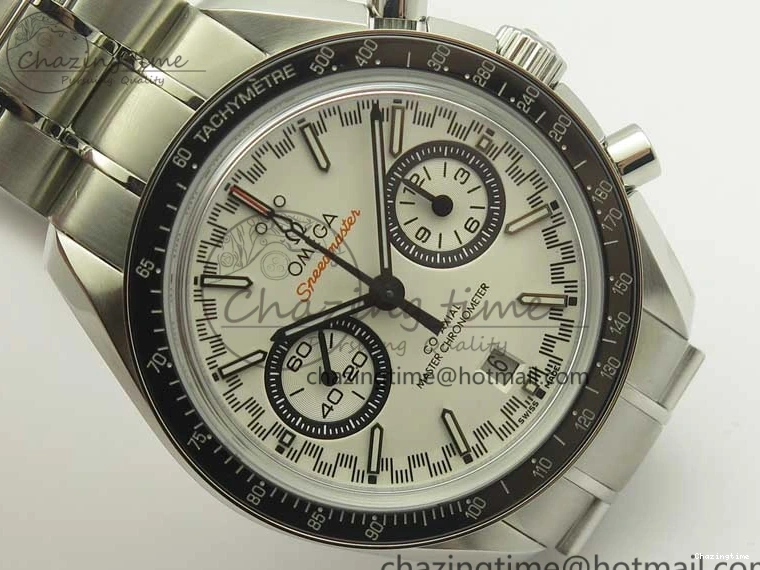 0203 UrbanChic Speedmaster Moonwatch OMF 1:1 Best Edition White Dial Black Hand on SS Bracelet A 8045